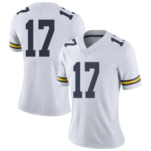 Will Hart Michigan Wolverines Women's NCAA #17 White Limited Brand Jordan College Stitched Football Jersey YDT7354JD